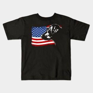 Proud Labrador Lab American Flag patriotic dog Kids T-Shirt